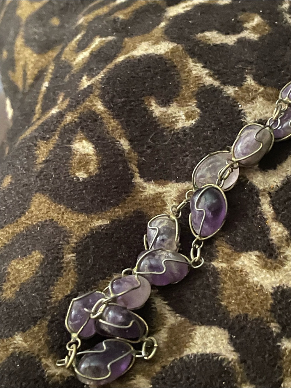 Amethyst Purple Wire-Wrapped Stone Necklace 34” - Picture 6 of 9
